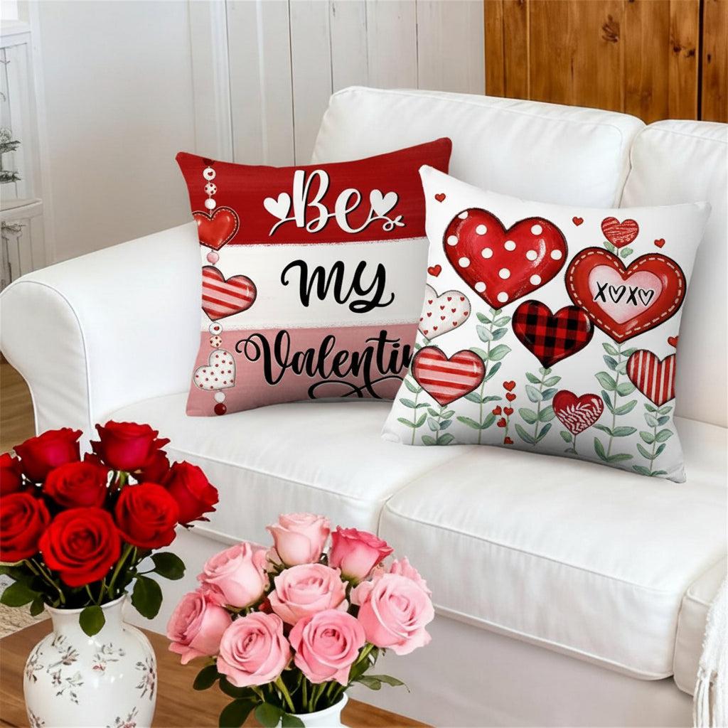 Walentynkowy Zestaw Czterech Poszewek na Poduszki Cushion