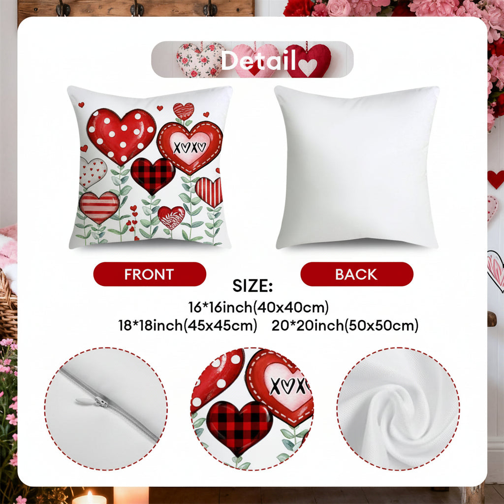 Walentynkowy Zestaw Czterech Poszewek na Poduszki Cushion