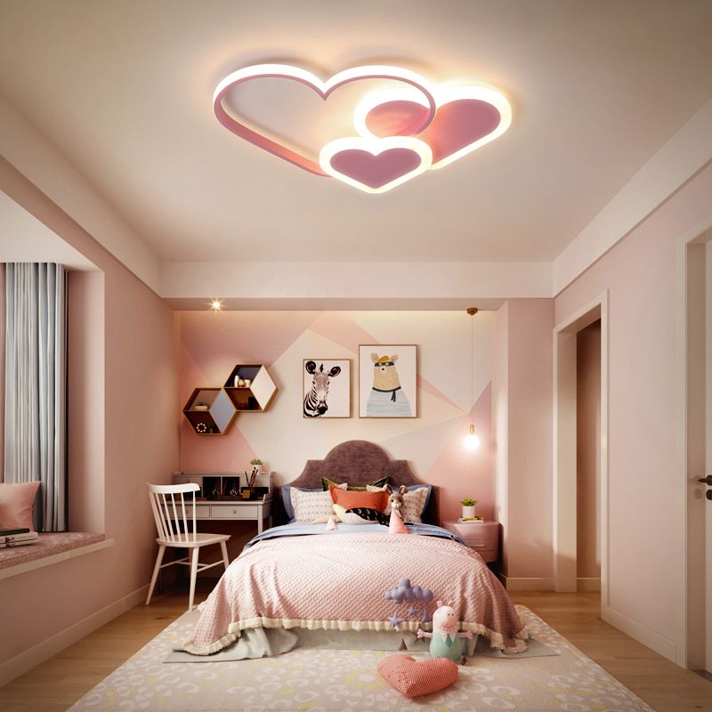Round LED ceiling lamp in pink and white