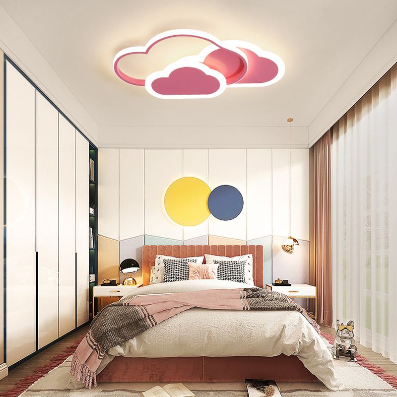 Round LED ceiling lamp in pink and white