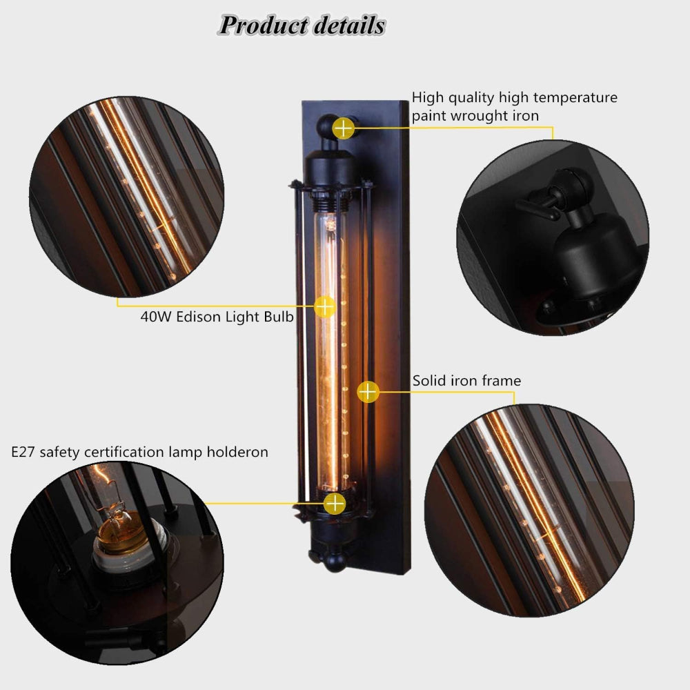 Dekoracyjna przemysłowa lampa ścienna LED z ciepłym światłem