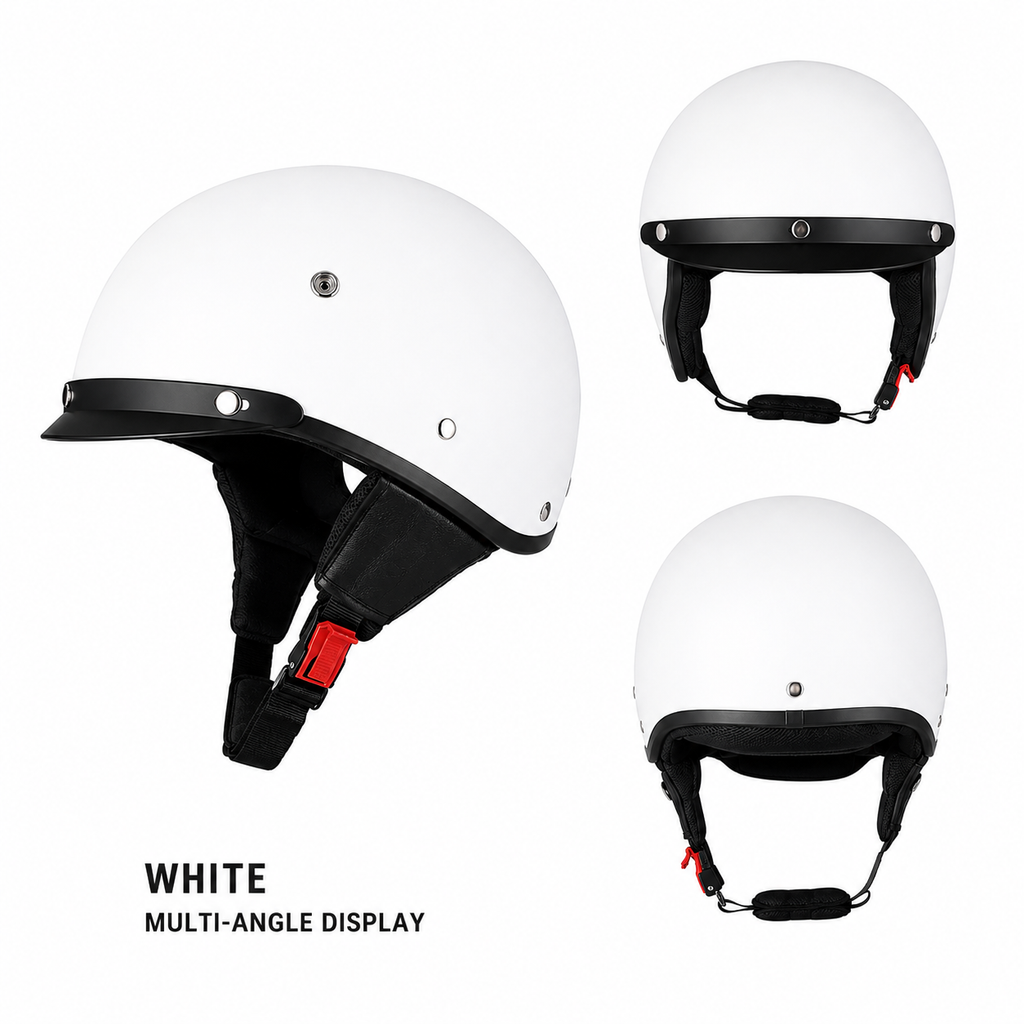 Casco moto urbano semi-integrale – stile retrò con visiera e chiusura rapida