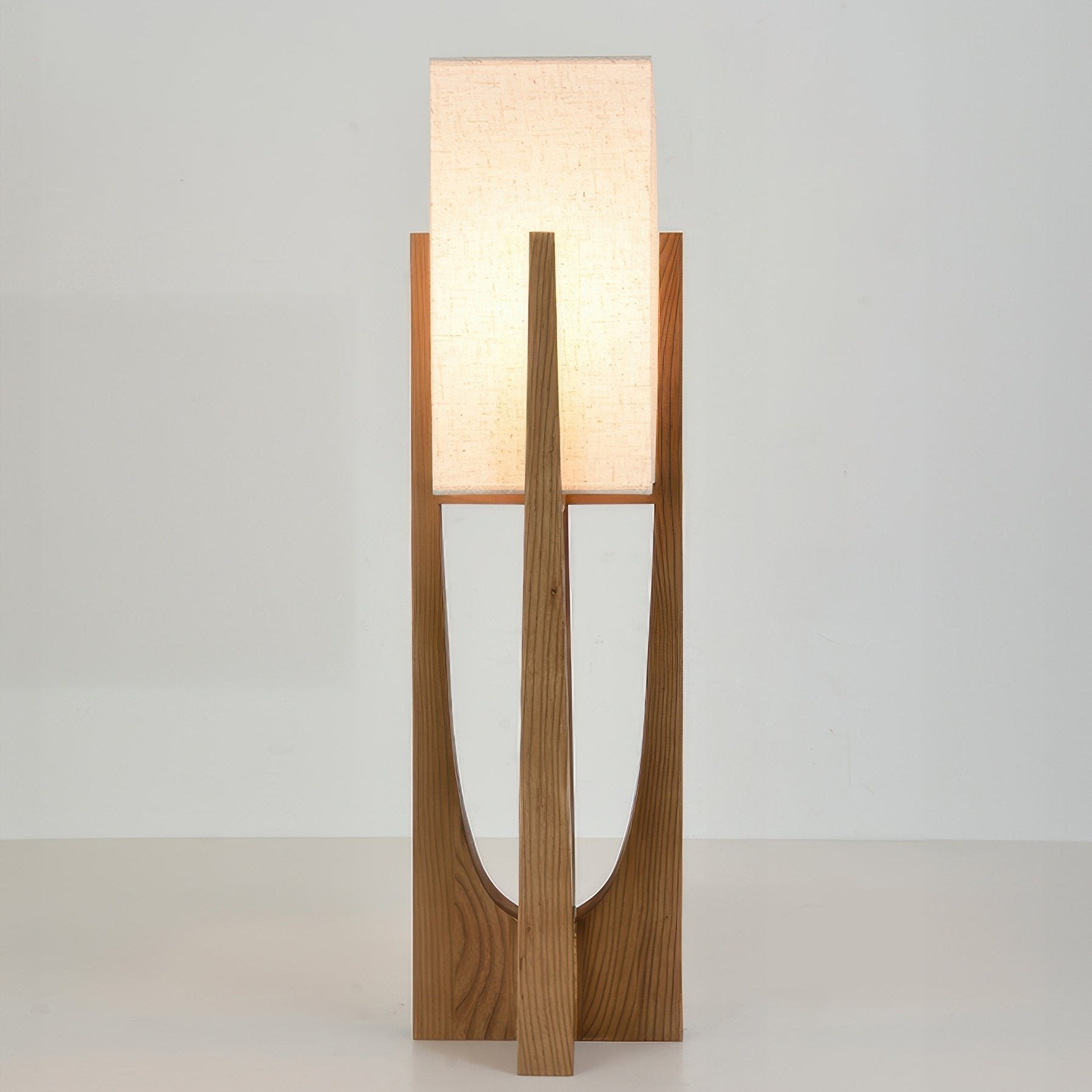 Lampada da terra LED tranquilla con texture giapponese e cornice in legno