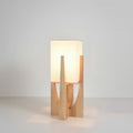 Calm LED floor lamp with Japanese texture and wooden frame