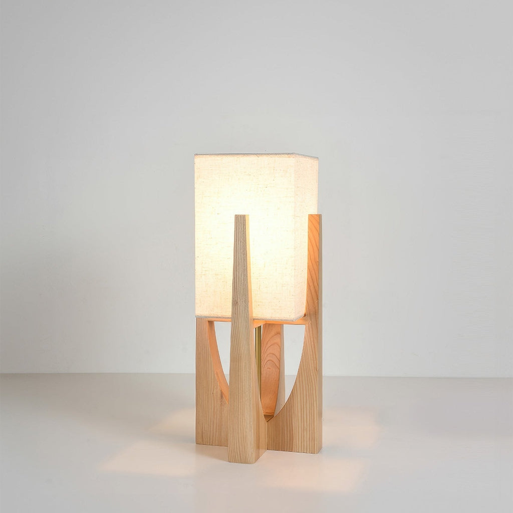 LED-Stehleuchte im japanischen Stil mit Holzstruktur und Rahmen