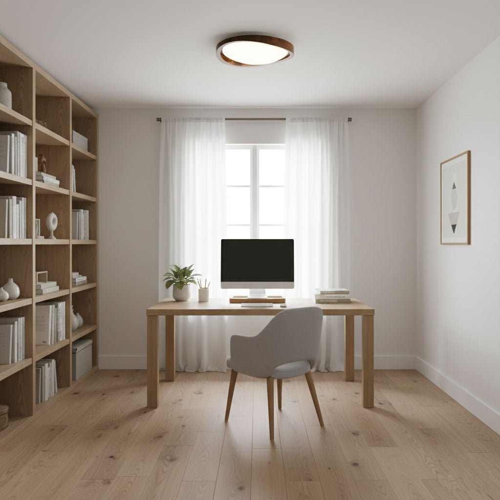 Orzechowy lampa sufitowa LED z zakrzywioną krawędzią do salonu