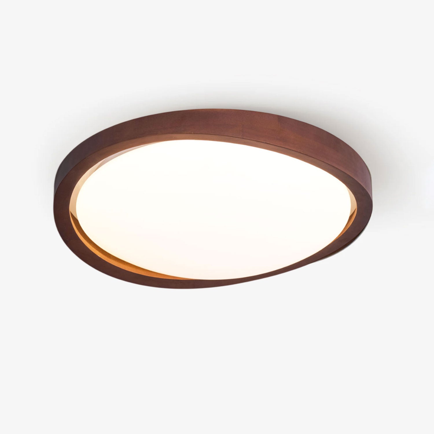 Walnut LED ceiling lamp with curved edge for living room