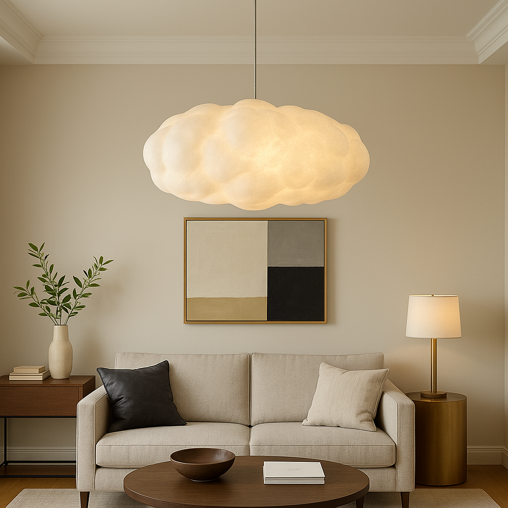 Plafonnier réglable avec abat-jour en forme de nuage et lumière d'ambiance
