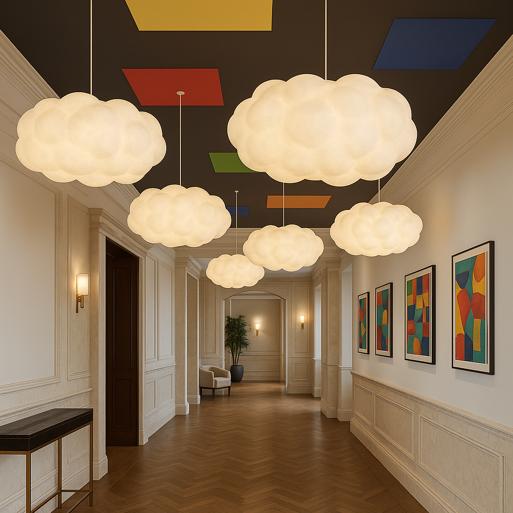 Stilvolle LED-Hängeleuchte in Wolkenform