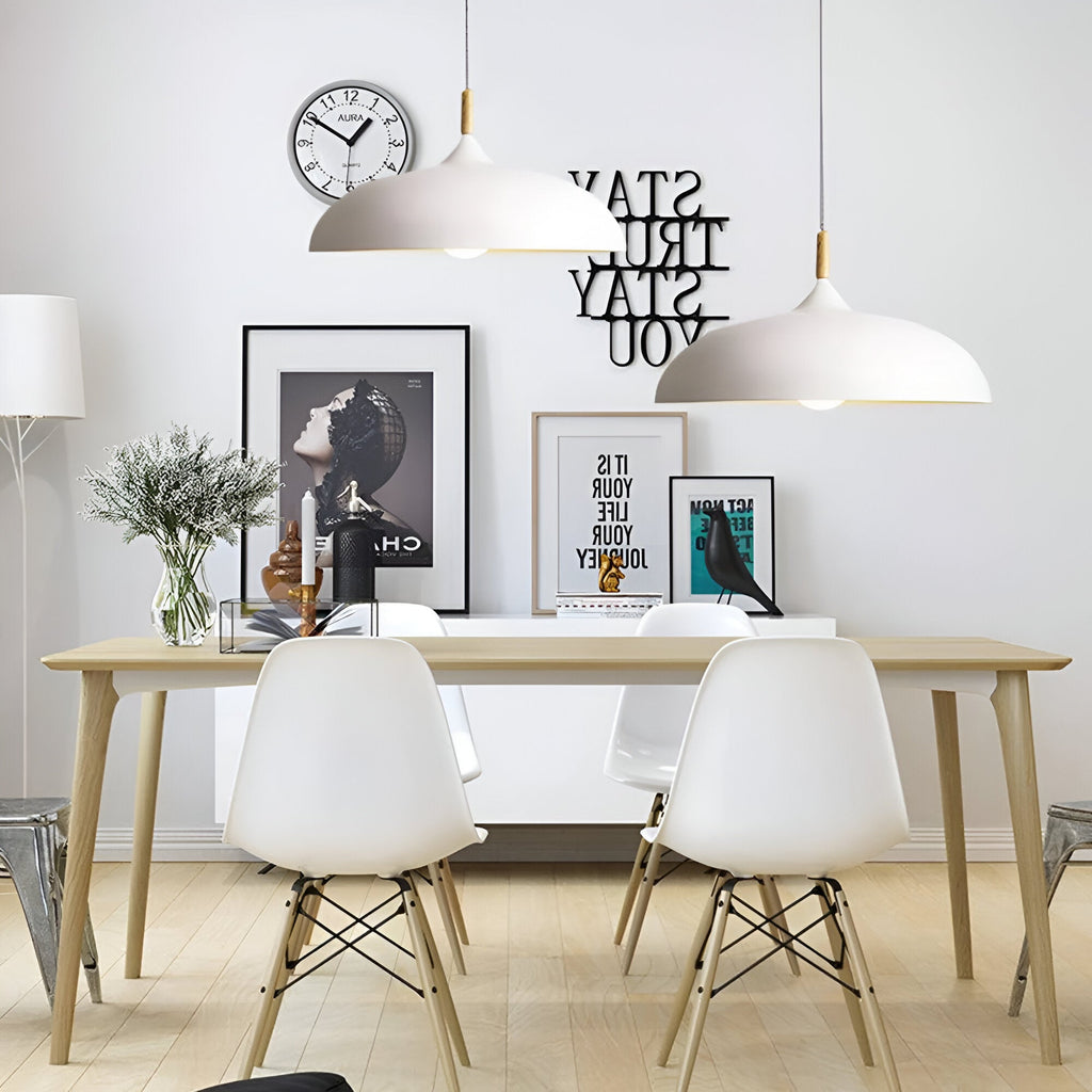 Refined warm Scandinavian wooden pendant lamp for home