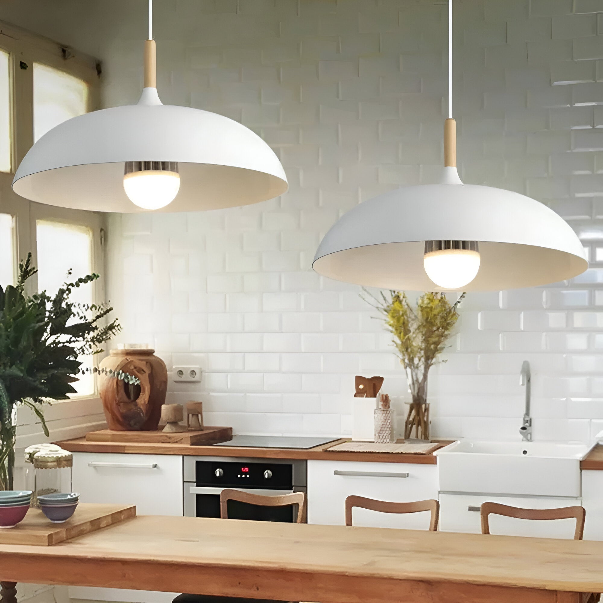 Refined warm Scandinavian wooden pendant lamp for home