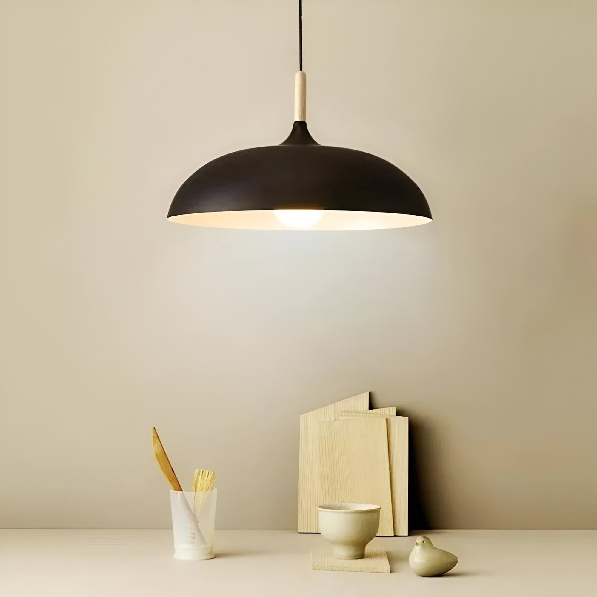 Refined warm Scandinavian wooden pendant lamp for home