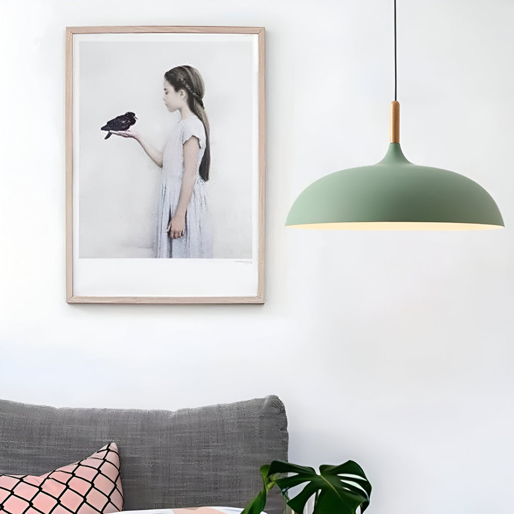 Refined warm Scandinavian wooden pendant lamp for home
