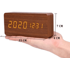 Minimalist wooden LED clock with sound activation for modern homes