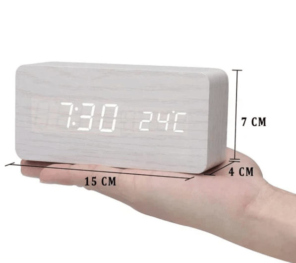 Minimalist wooden LED clock with sound activation for modern homes