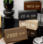 Minimalist wooden LED clock with sound activation for modern homes