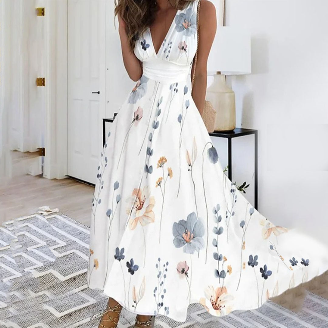 Women's Maxi Dress V-Neck Sleeveless Floral for Occasions