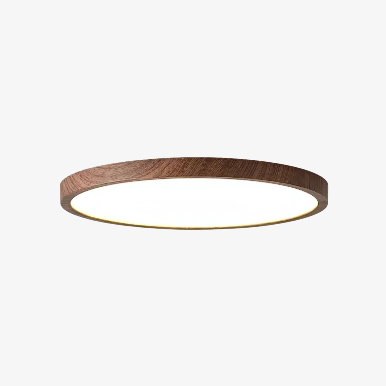 Nowoczesna płaska lampa sufitowa LED z drewnianą ramą w stylu Japandi