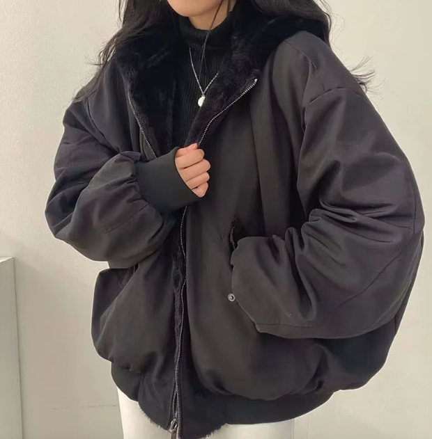 Women's Jacket Loose Fit Reversible Warm Winter Jacket