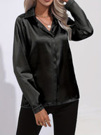 Blusa da donna con bottoni manica lunga stile casual