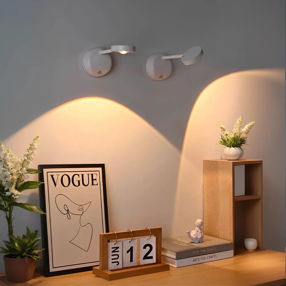 Easy-to-install LED wall lamp with motion sensor space-saving