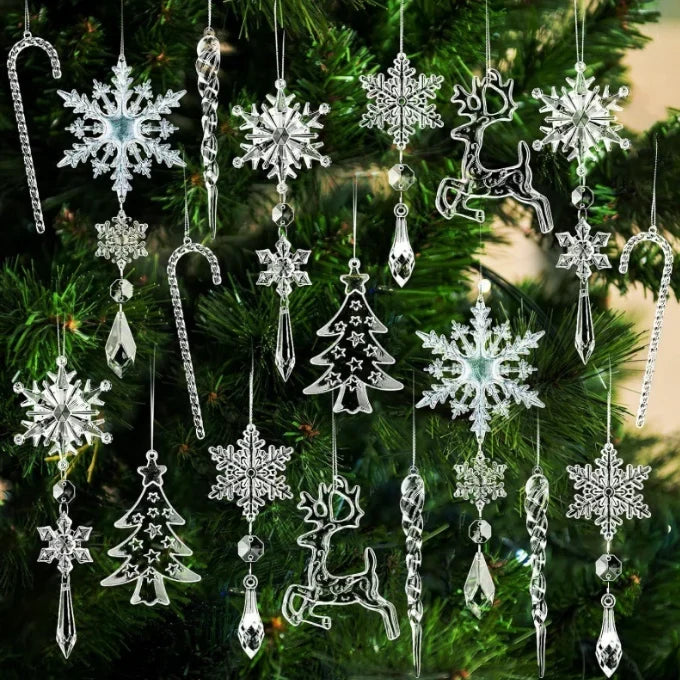 Acrylic Christmas Ornaments with Snowflakes Icicles and Crystal Clear Faceted Design - Image 5