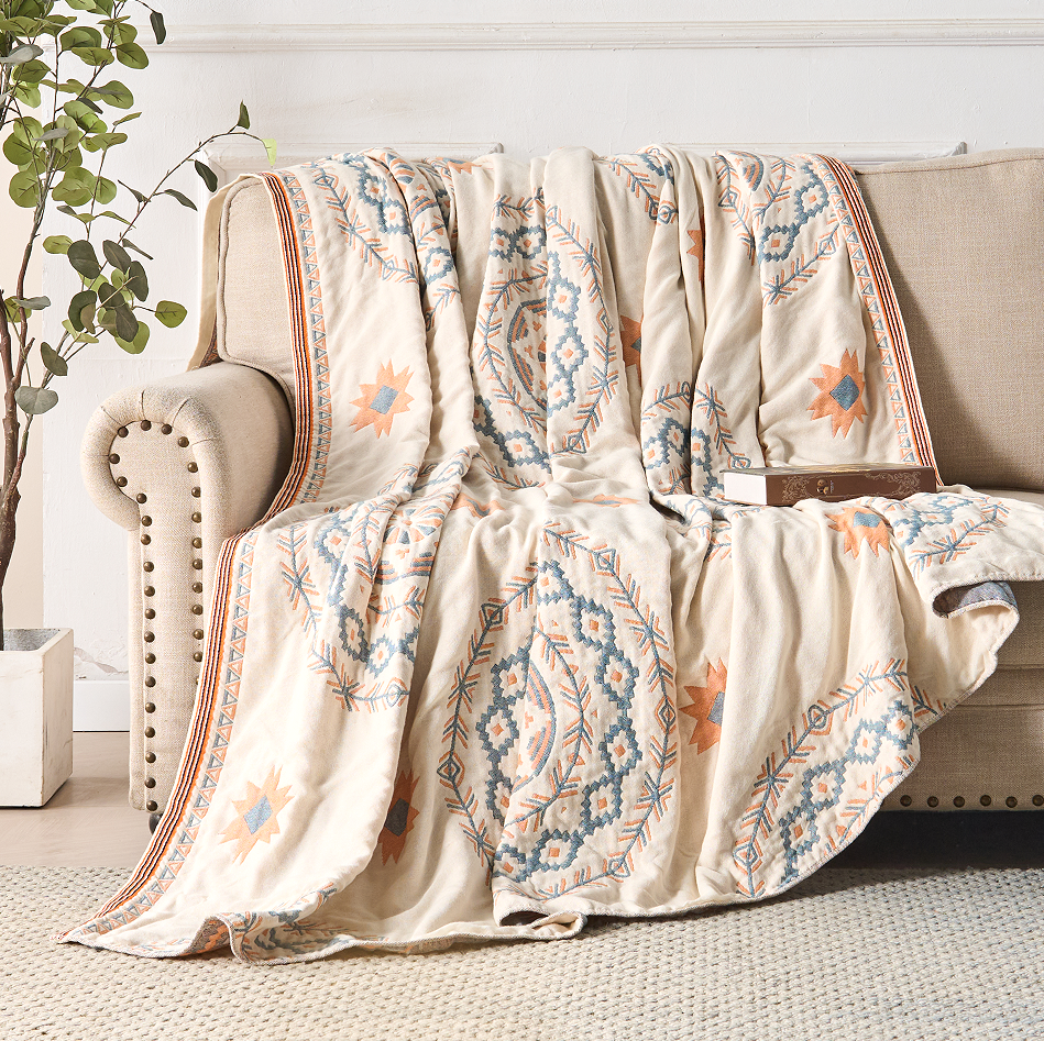 Relaksujący koc Boho dla osób śpiących głęboko