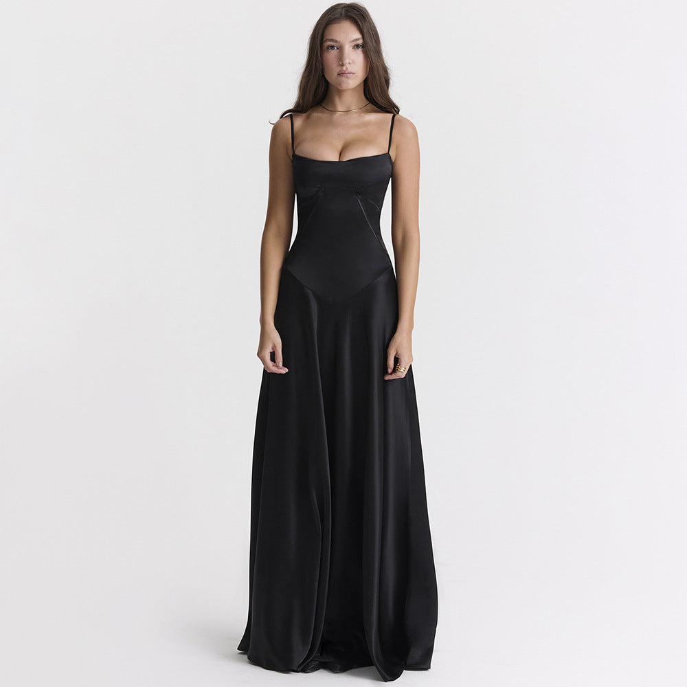 Robe maxi dos nu style corset pour soirée femme