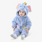 Przytulny flanelowy strój niemowlęcy z kapturem słonia