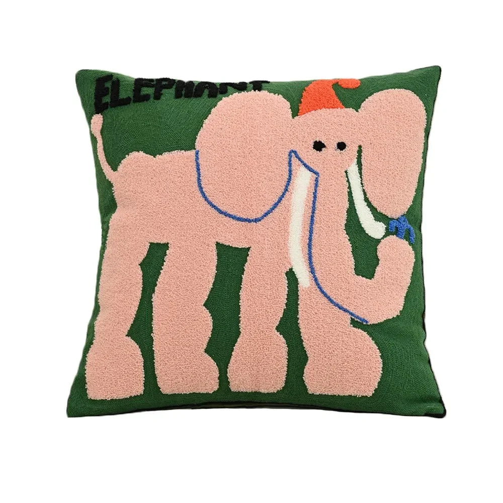 Decorative pillowcase with animal embroidery