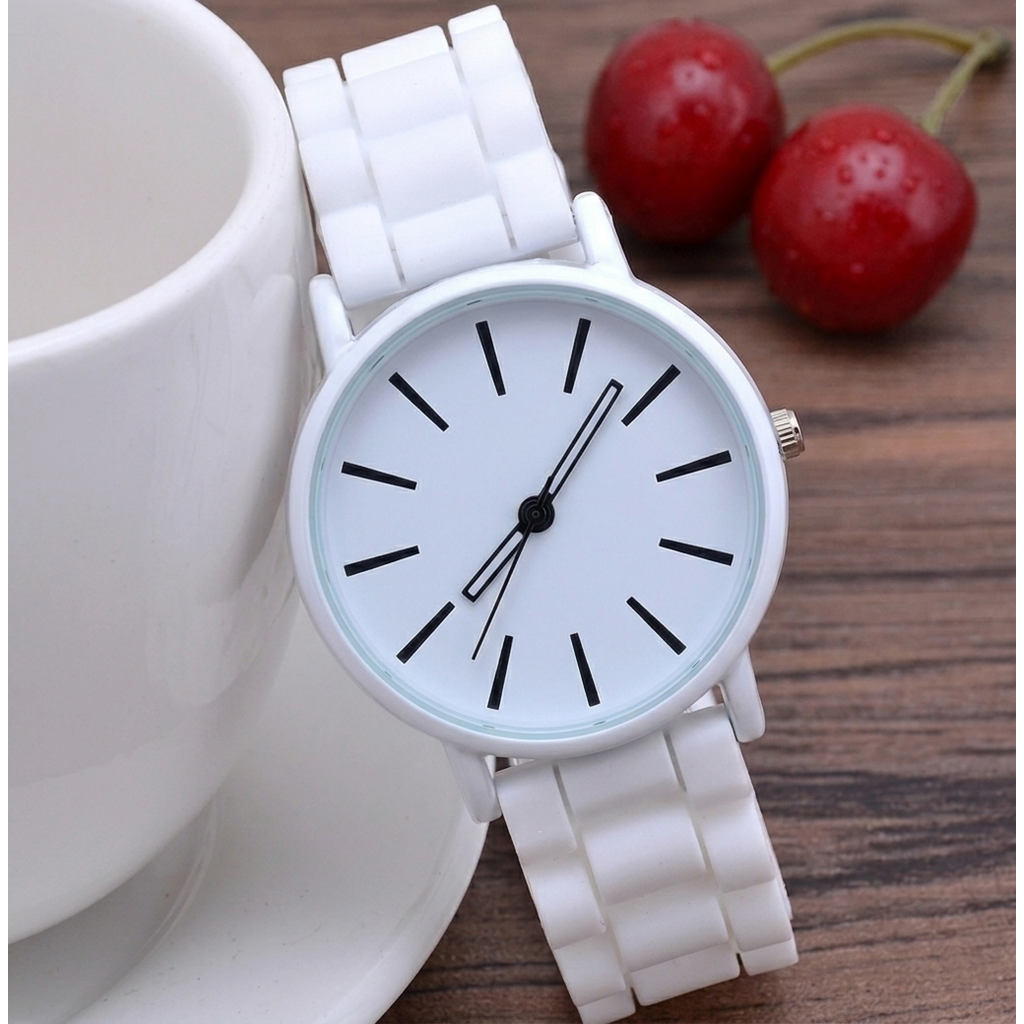 Analog Watch with Minimalist Dial and Textured Rubber Strap - Image 12