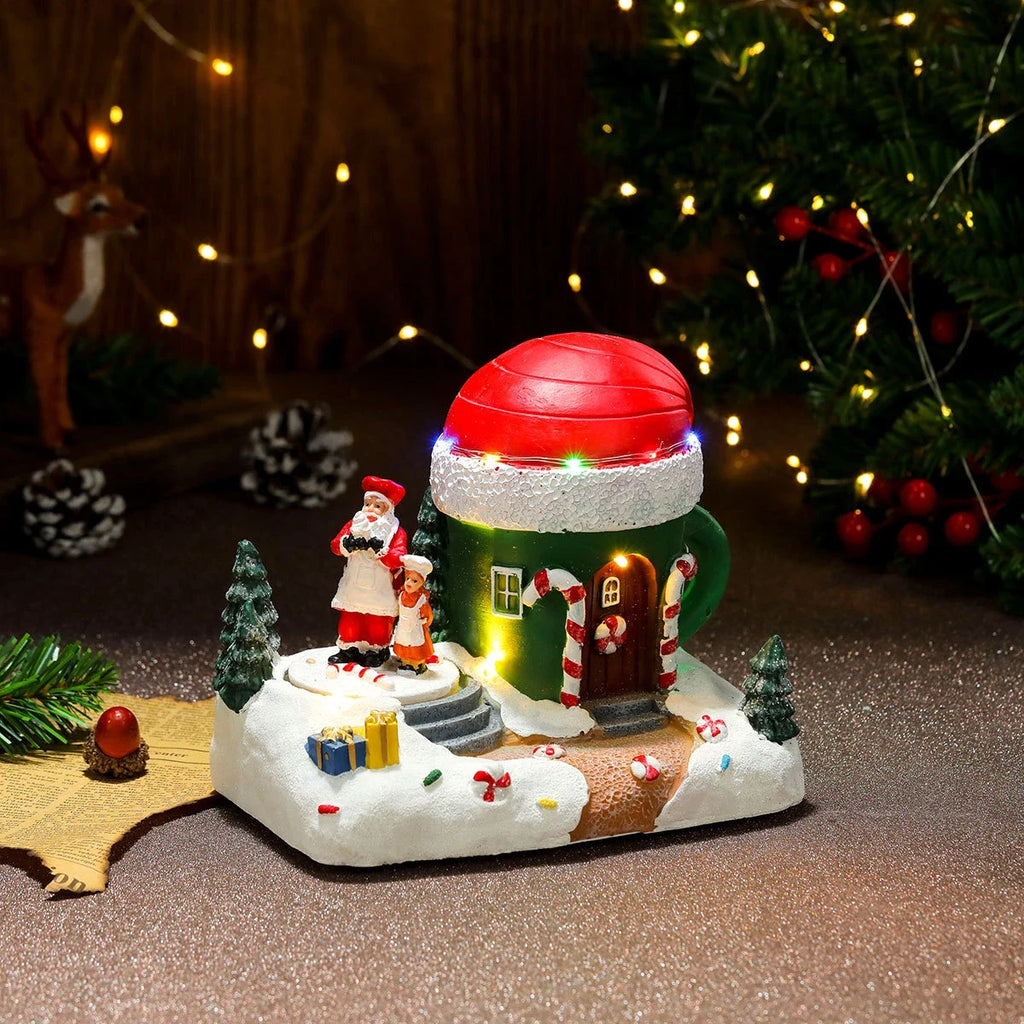 Animated Christmas Village with Lights Train and Miniature Figurines Tabletop Decoration - Image 20