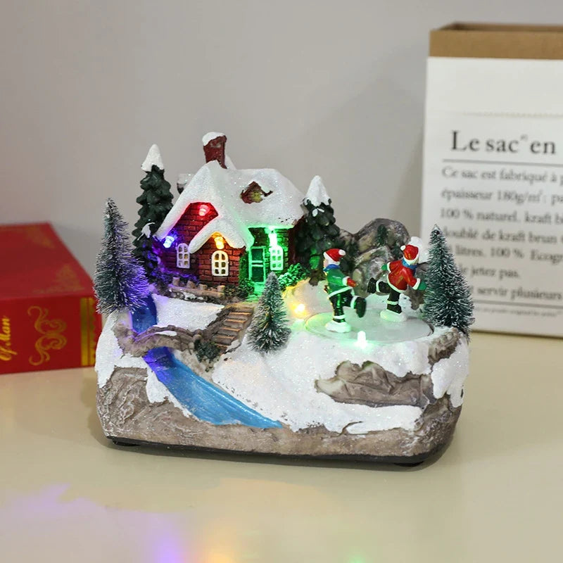 Animated Christmas Village with Lights Train and Miniature Figurines Tabletop Decoration - Image 21