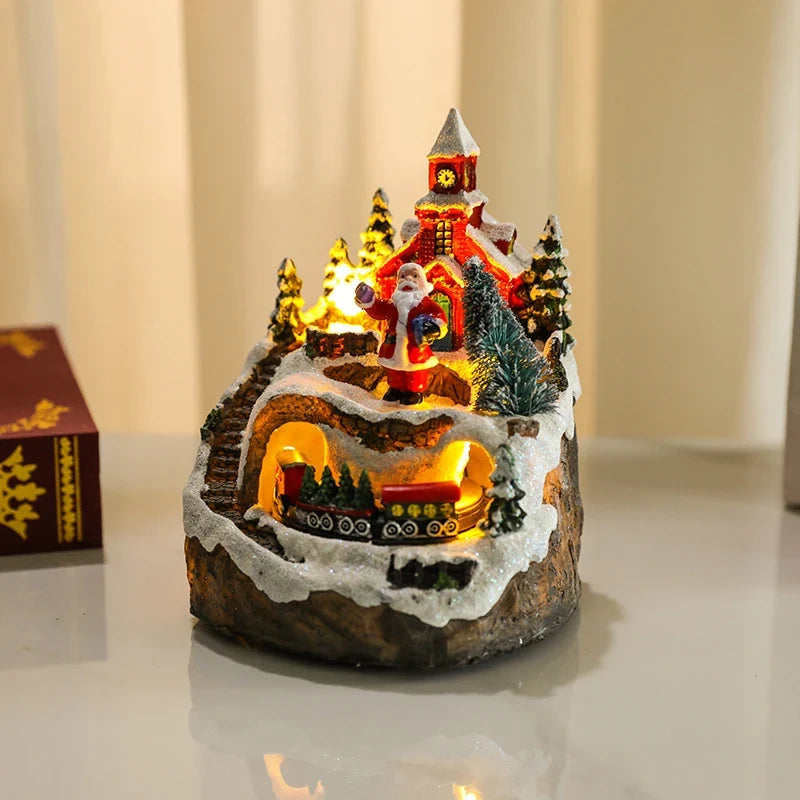 Animated Christmas Village with Lights Train and Miniature Figurines Tabletop Decoration - Image 22