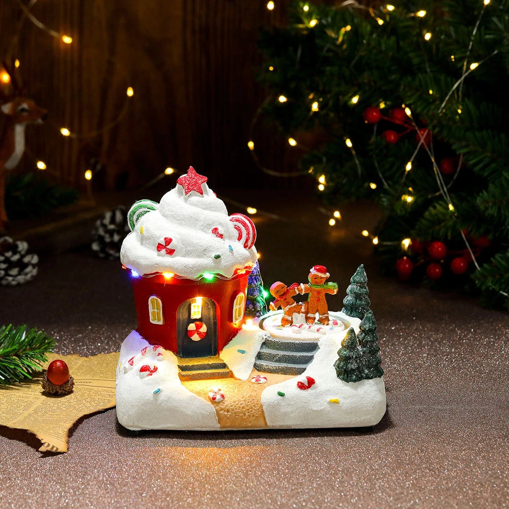 Animated Christmas Village with Lights Train and Miniature Figurines Tabletop Decoration - Image 24