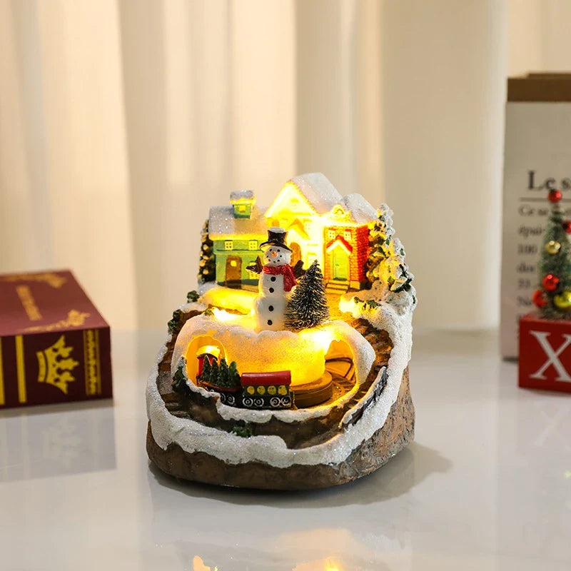 Animated Christmas Village with Lights Train and Miniature Figurines Tabletop Decoration - Image 28