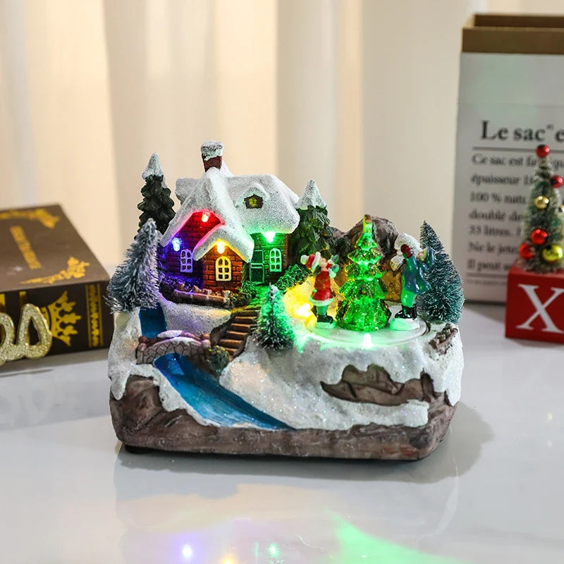 Animated Christmas Village with Lights Train and Miniature Figurines Tabletop Decoration - Image 32