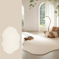 Area Rug with Irregular Shape and Textured Geometric Pattern in Plush Cream - Image 14