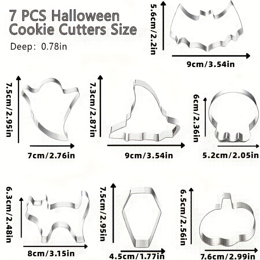 Halloween Foremki do Pierników Ciastek i Ciasteczek Stalowe 7 Kształtów Motyw Dynia Czaszka Duch