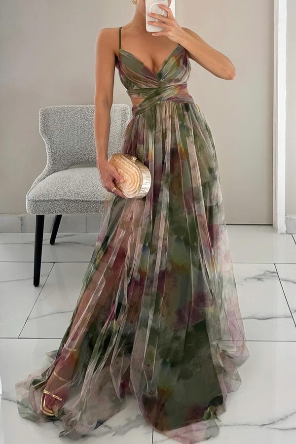 Dames maxi bloemenjurk, lang, luchtig, slankmakend en geplooid model