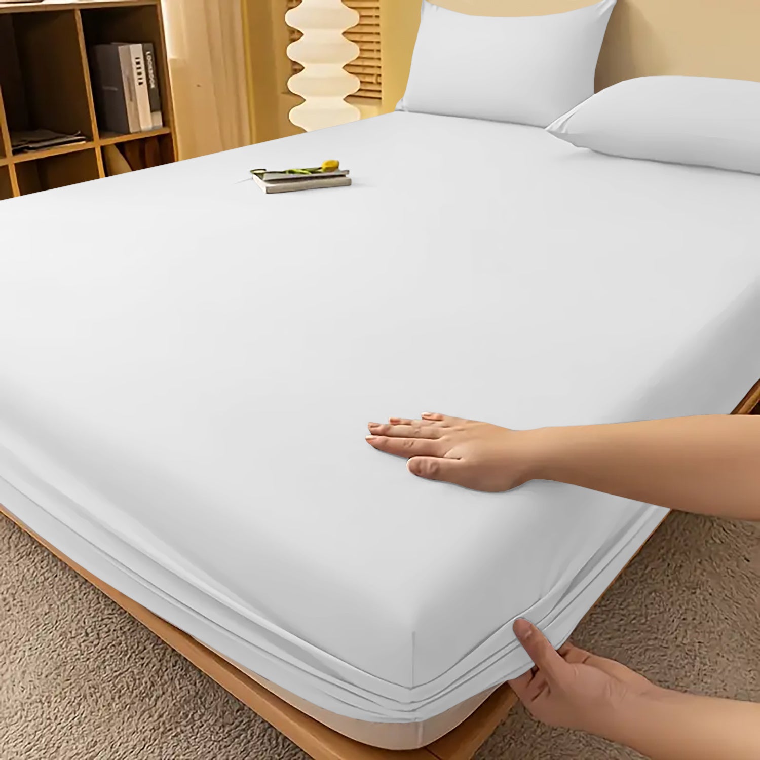 Fitted Sheet with Deep Corners Soft Wrinkle-Resistant