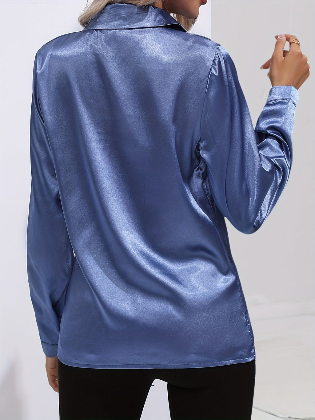 Blusa da donna con bottoni manica lunga stile casual