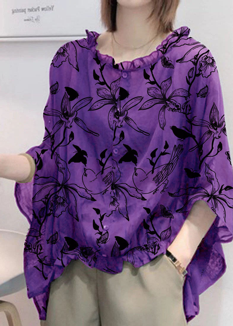 Women's Blouse with Elbow-Length Sleeve, Loose with Ruffles