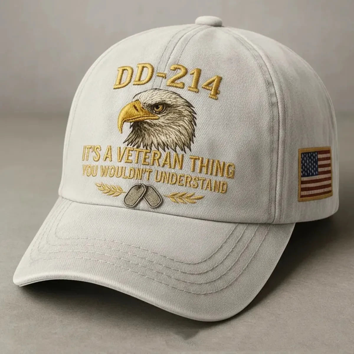 Baseball Cap with Embroidered Bald Eagle and Us Flag Patch for Veterans - Image 7