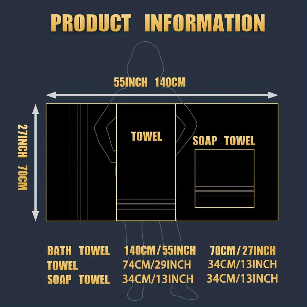 Bath Towel Set with Terry Cloth Gold Stripes and Plush Absorbent 8-Piece Bathroom - Image 3
