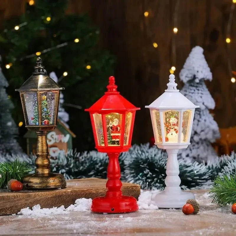 Battery Operated Musical Snow Globe Lantern with Swirling Glitter and LED Light - Image 2