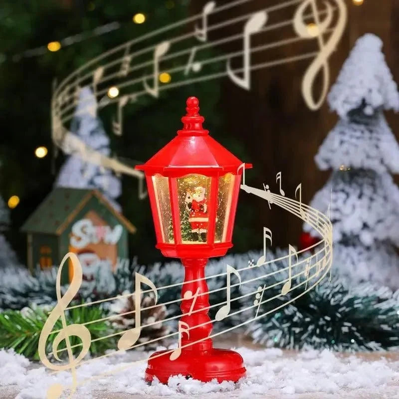 Battery Operated Musical Snow Globe Lantern with Swirling Glitter and LED Light - Image 3