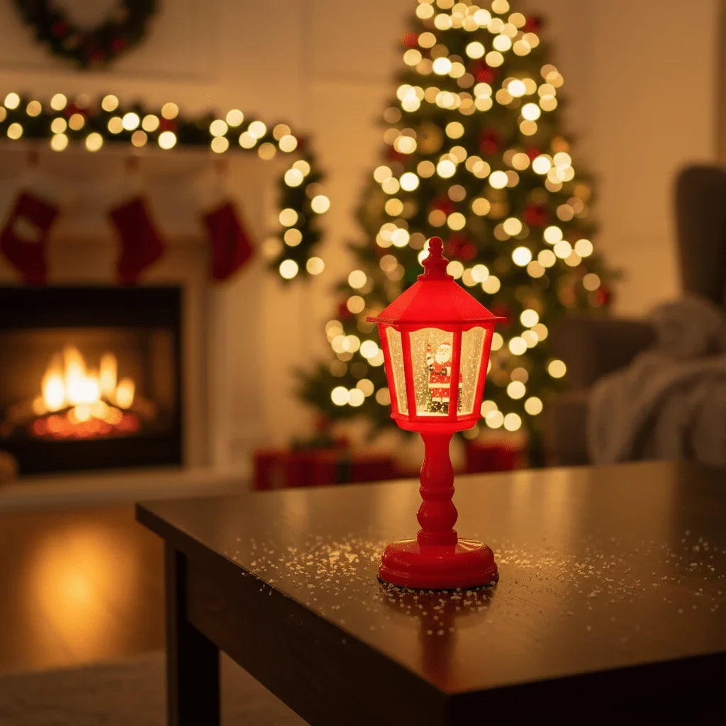 Battery Operated Musical Snow Globe Lantern with Swirling Glitter and LED Light - Image 7