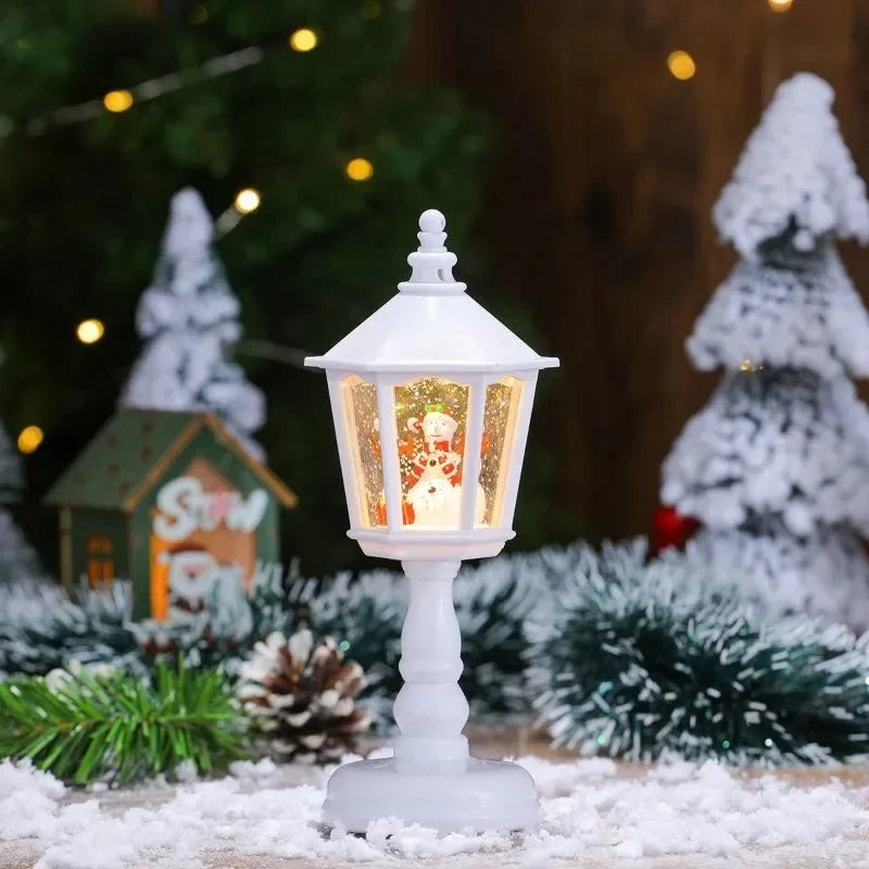 Battery Operated Musical Snow Globe Lantern with Swirling Glitter and LED Light - Image 9