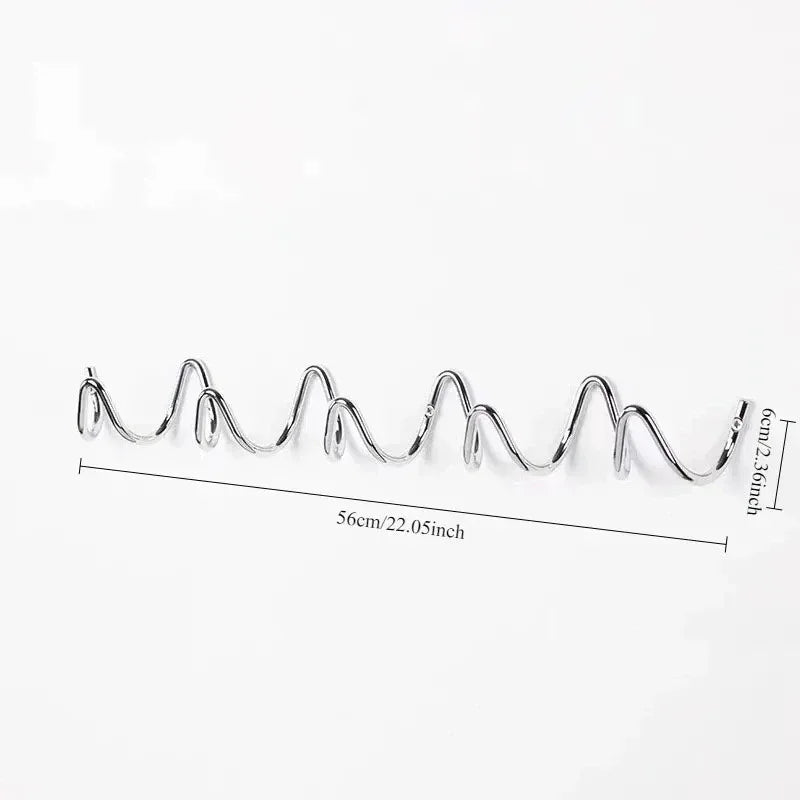 Space-saving wall hanger with multiple hooks wave